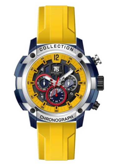 Jam Tangan T5 Original Pria Strap Rubber Tanggal dan Chronogrpah Free Box dan Garansi T34321 Kuning
