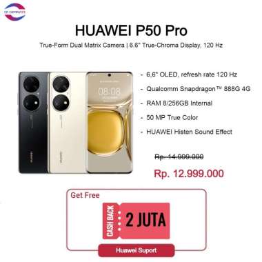 HUAWEI P50 Pro RAM 8GB/256GB 50MP True-Chroma Camera Garansi Resmi COCOA GOLD