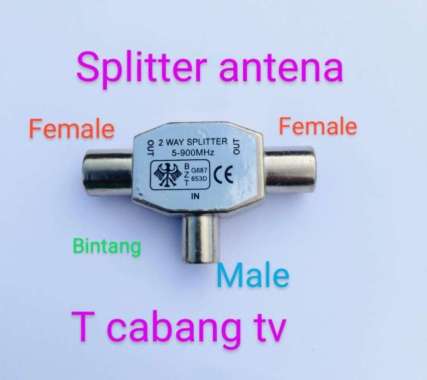 Splitter Cabang T Antena Tv 2 Way Metal Besi