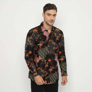 Platini Kemeja Batik Pria Lengan Panjang Hitam 460569 XXL