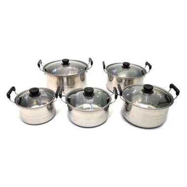 Jual Panci Set 5 Pcs Tutup Kaca Stainless Terbaru Harga Murah Blibli Com