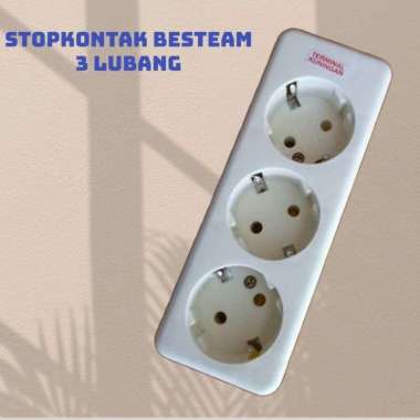 Socket Stop Kontak BESTEAM 3 Lubang Terminal kuningan
