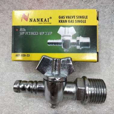 Kran Gas Single / Gas Valve Single 1/2" PI 20mm 3/8"X1/4"