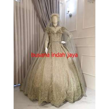 Baju pakaian gaun pengantin busana pernikahan wanita gown dress wedding dress mekar muslim perempuan