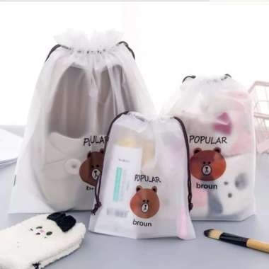 Tas Penyimpanan Kartun Beruang Tahan Air Penyimpanan Tas Bundle Tas 18 x 25 cm warna