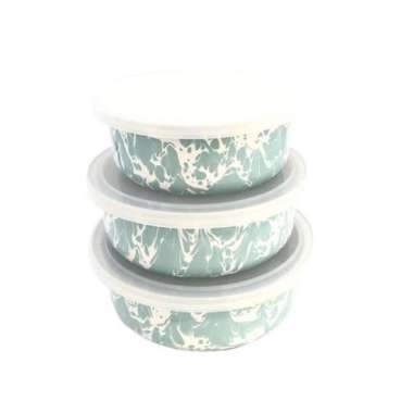 Kedaung Swirl Set Mangkuk / Mixing Bowl Set Loreng Sea Glass biru muda