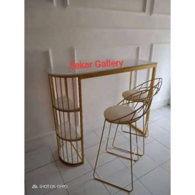 Meja Minibar Minimalis Motif Marmer Putih Hitam
