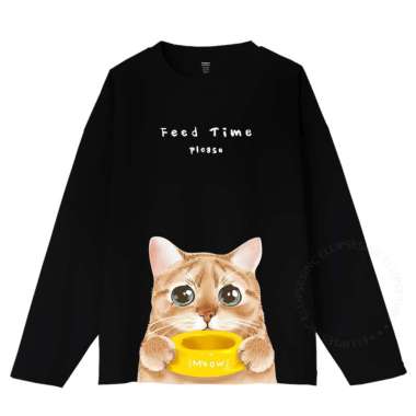 ELLIPSESINC Kaos Oversize Wanita Lengan Panjang Cat Collection MEOWMENT JUMBO