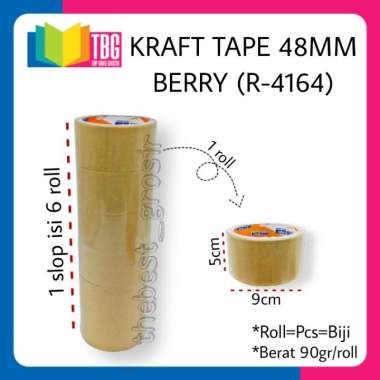 1 ROLL KRAFT TAPE 48MM BERRY (R-4164) - SOLASI ISOLASI KERTAS MASKING COKKLAT