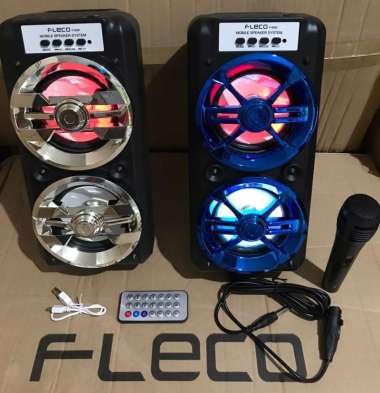Fleco F-6581/6582  Speaker Karaoke + Mic + Remote USB/BT/AUX/TF CA - Multicolor MULTICOLOR