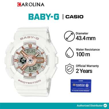 Orologio da donna Casio Baby-G Plus con cinturino in resina bianca digitale al quarzo BGD-10L-7 100M con passanti extra