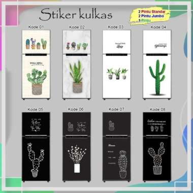 WALLPAPER Stiker kulkas 1/2 pintu variasi kaktus 01 motif 2 pintu 05