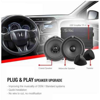 Top Palace Paket Audio Premium Upgrade Mobil Honda DSP Amplifier Speaker Fullset Hitam