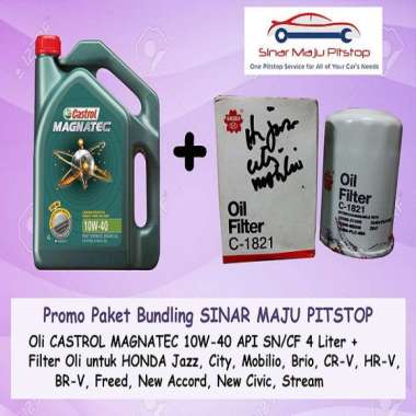 Paket Bundling Oli Mobil CASTROL MAGNATEC 10W-40 API SN 4 Liter Original Indonesia & Filter Oli Mobi