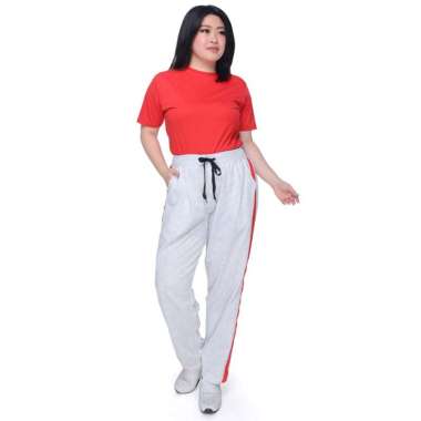 Celana Panjang Jogger Training wanita dewasa BIG SIZE - Jfashion Varo Big 4L Abu - Merah