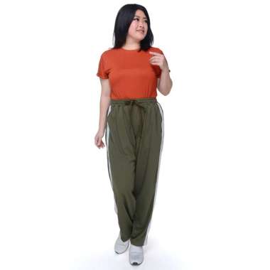 Celana Panjang Jogger Training wanita dewasa BIG SIZE - Jfashion Varo Big 4L Hijau - Abu
