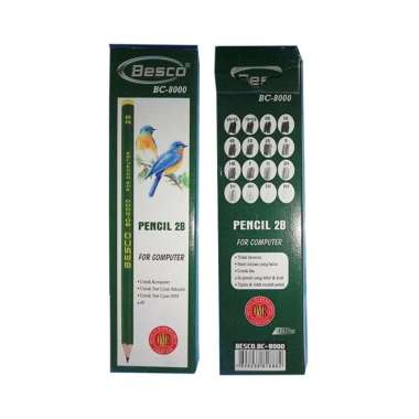 Pensil 2B Besco [BC-8000/12 pcs] / Alat Tulis Ujian Komputer / Pencil Gambar Menulis [1 Pack] Hitam