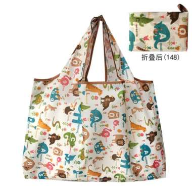 shopping bag modis/tas belanja lipat tahan air/ medium size warna Face Animal