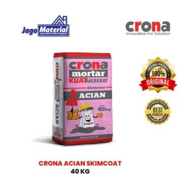 Crona Semen Mortar 40kg - Semen Instan Acian Skimcoat Putih