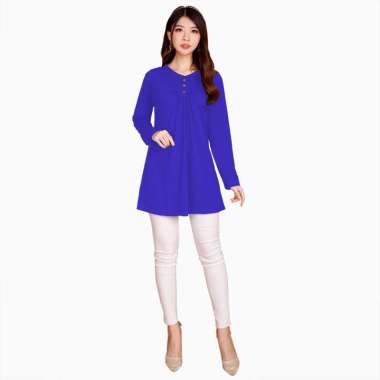 Tunik Tangan Terompet Wanita Dewasa model terbaru - Jfashion new Inekke M Biru