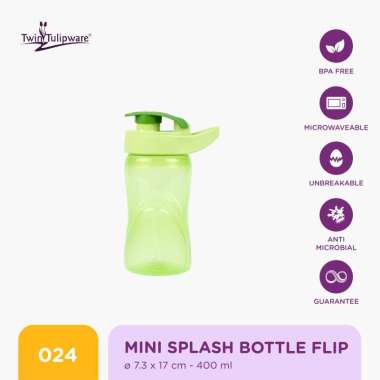 Twin Tulipware Botol Minum Mini Splash Bottle Flip 400 ML Blue Diamond