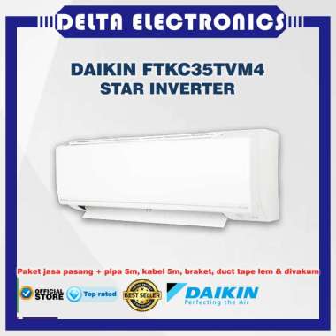 Daikin FTKC35TVM4 STAR Inverter AC Split [1.5 PK] +Instalasi+Vacum+Pipa Set 5M+Kabel+Braket+Duct Tap