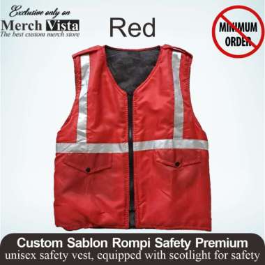 Rompi Safety Proyek Custom Premium (Safety Vest Custom Premium) Merah