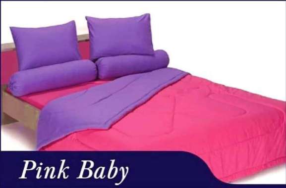 SALE/OBRAL Bedcover Grand Shyra Katun CVC Polos 2in1 Murah uk120x200 Pink Baby