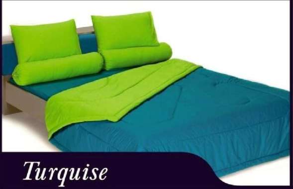 SALE/OBRAL Bedcover Grand Shyra Katun CVC Polos 2in1 Murah uk120x200 Turquise