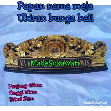 Papan Nama Meja ukiran Bunga bali Full Prada GOLD Bali 1 - Denpasar & Gianyar