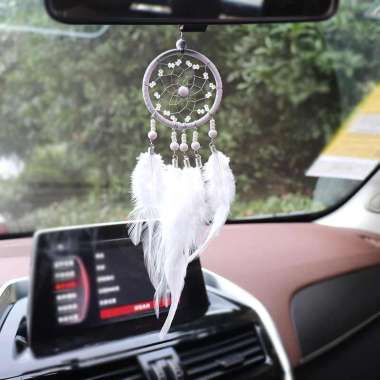 Dream Catcher Car Pendant | Gantungan Pajangan Kaca Spion Tengah Mobil White