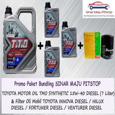 Paket Bundling Oli TMO DIESEL 15W-40 Synthetic 7 Liter & Filter Oli Mobil TOYOTA FORTUNER DIESEL & T