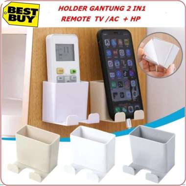 HOLDER TEMPEL DINDING 2in1 TEMPAT REMOTE TV-AC DAN HP - HOLDER REMOTE Hitam