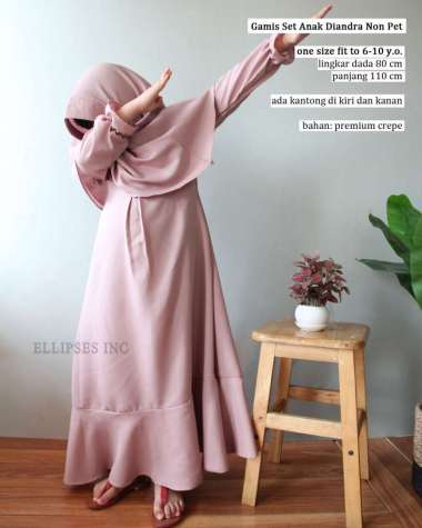 ELLIPSESINC Gamis Set Anak Ramadhan / Gamis Set Anak DIandra XS KHAKI