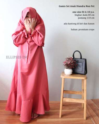 ELLIPSESINC Gamis Set Anak Ramadhan / Gamis Set Anak DIandra XS PINK