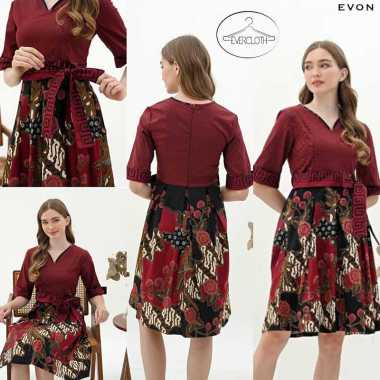 Evercloth Evon Dress Jumbo - Dress Batik Wanita Terusan Wanita L-XL BLACK