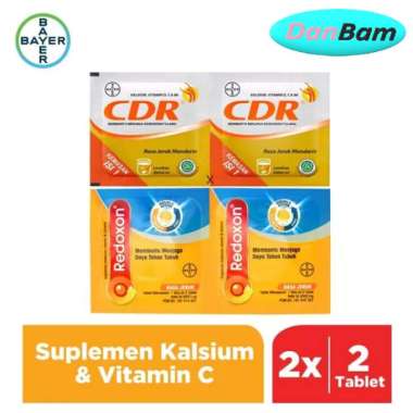 CDR Suplemen Kalsium 2 Sachet & Redoxon Vitamin C + Zinc 2 Sachet