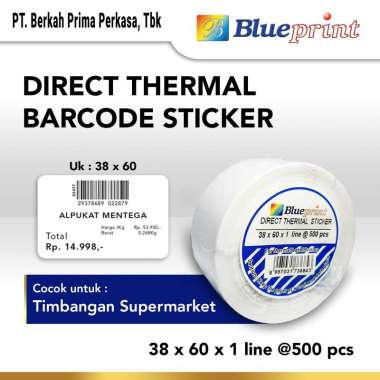 BLUEPRINT Direct Thermal Sticker / Label Stiker 38x60x1 Line Isi 500 Putih
