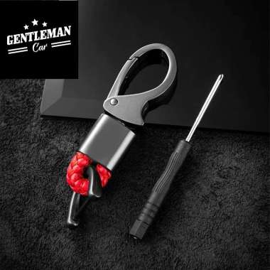 Premium Leather Key Chain Gantungan Kunci Pinggang Kulit Mobil Motor Merah
