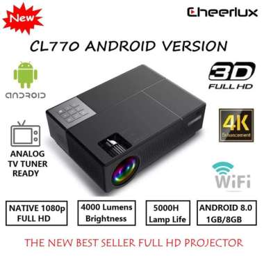 CHEERLUX CL770 Android TV TUNER Projector 1080P Full HD - 4000 Lumens CL770 WIFI