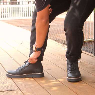 BRADLEYS BALDEV - BOOTS KULIT ZIPPER 43 Black