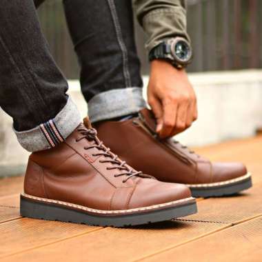 BRADLEYS BALDEV - BOOTS KULIT ZIPPER 39 Brown