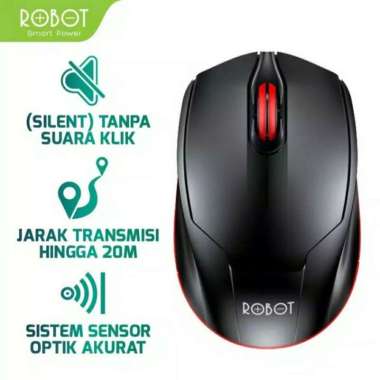 Robot M310 Mouse Wireless 2.4G Silent Key Smart IC Chip Power Black