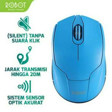 Robot M310 Mouse Wireless 2.4G Silent Key Smart IC Chip Power Blue