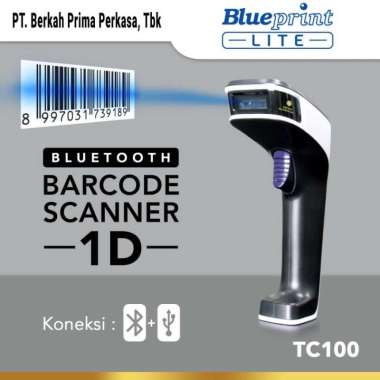BLUEPRINT Barcode Scanner CCD 1D Auto Scan USB+Bluetooth BP-TC100 Hitam-Putih