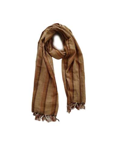 Syal Wanita Motif Lurik Scarf Leher Pasmina Panjang Tenun Tangan Beige GESYAL