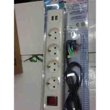 Broco Stop Kontak Multi Extension 4 Lubang On Off + USB + Kabel