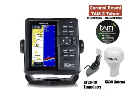 GPS MAP GPS GARMIN FISH FINDER 585PLUS GT20TM GA38 Free Peta Indonesia GARANSI RESMI