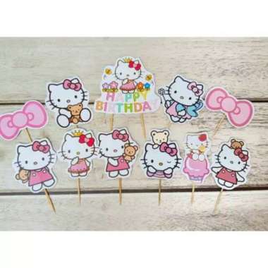 satu set topper toper cake hiasan kue ulang tahun karakter hello kitty