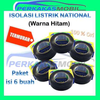 National 6 buah 6pcs Isolasi Isolator Solasi Solatip Kabel Listrik Hitam Black Vinyl Electrical Tape